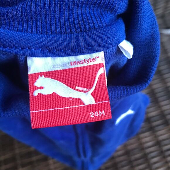 Puma Boys Jacket Size 24 Months Blue Black Velour Zip Front Track Style Soft NEW - Picture 6 of 8